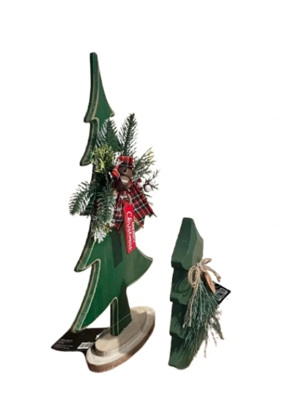 🆕- Set of 2 Festive Wooden Christmas Tree Set.